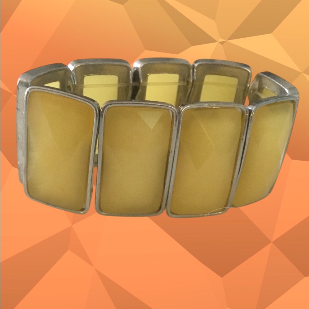 Vintage Yellow and Silver Stretchy Bracelet - Picture 3 of 12